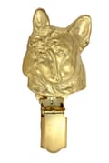 Miniatyrbillede 3 af 11: Fransk bulldog - broche med clips, forgyldt startnummerholder, gave til hundeudstilling af Art-Dog