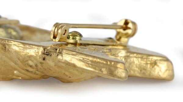 Fransk bulldog - broche med clips, forgyldt startnummerholder, gave til hundeudstilling af Art-Dog