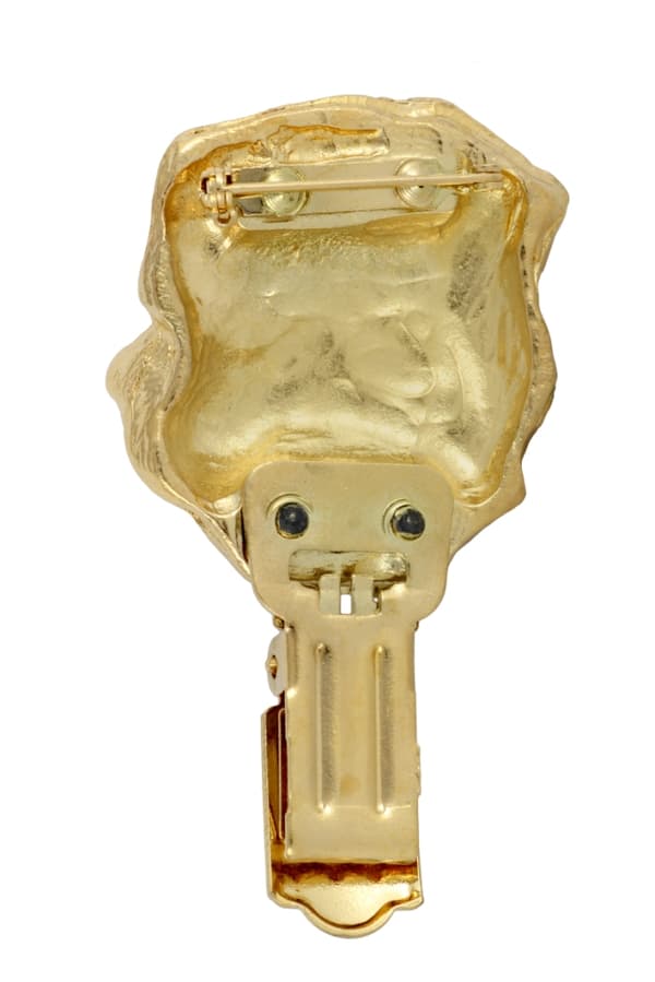 Rottweiler - broche med clips, forgyldt holder til et startnummer, en gave til en hundeudstilling af Art-Dog