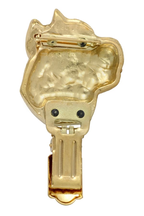 Cane Corso Italiano - broche med clips, guldbelagt startnummerholder, gave til hundeudstilling af Art-Dog