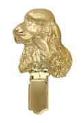Miniatyrbillede 3 af 11: Engelsk Cocker Spaniel - broche med clips, guldbelagt startnummerholder, gave til en hundeudstilling af Art-Dog