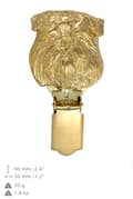Miniatyrbillede 5 af 11: Brussels Griffon, Griffon bruxellois - broche med clips, forgyldt startnummerholder, gave til en hundeudstilling af Art-Dog