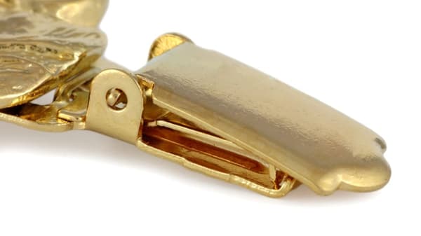 Presa Canario, Grand Danois - broche med clips, forgyldt startnummerholder, gave til en hundeudstilling af Art-Dog