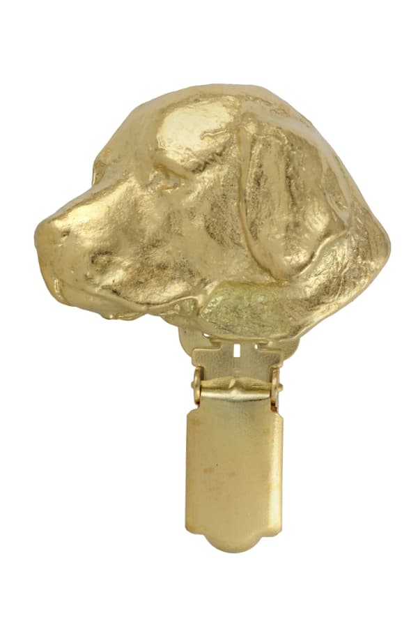 Labradorinnoutaja - rintakoru klipsillä, kullattu pidike aloitusnumerolle, lahja koiranäyttelyyn Art-Dog