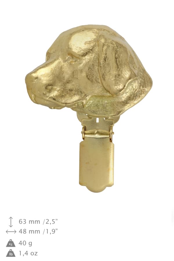 Labradorinnoutaja - rintakoru klipsillä, kullattu pidike aloitusnumerolle, lahja koiranäyttelyyn Art-Dog