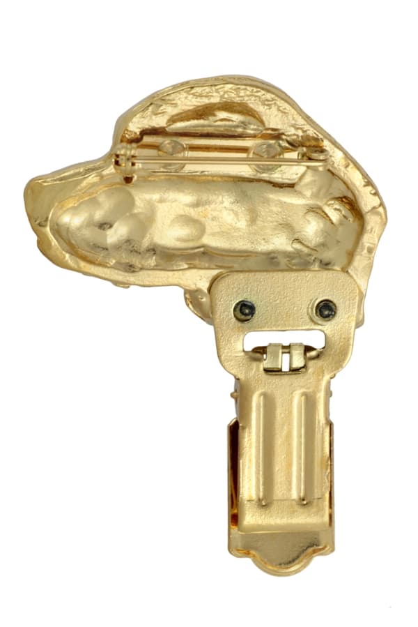 Beagle - broche med clips, guldbelagt startnummerholder, gave til hundeudstilling af Art-Dog