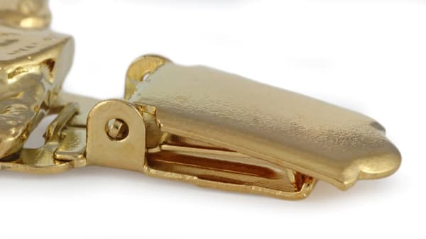 Beagle - broche med clips, guldbelagt startnummerholder, gave til hundeudstilling af Art-Dog