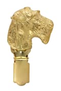 Miniatyrbillede 3 af 11: Airedale Terrier, Waterside Terrier - broche med clips, guldbelagt startnummerholder, gave til en hundeudstilling af Art-Dog