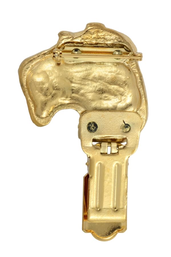 Airedale Terrier, Waterside Terrier - broche med clips, guldbelagt startnummerholder, gave til en hundeudstilling af Art-Dog