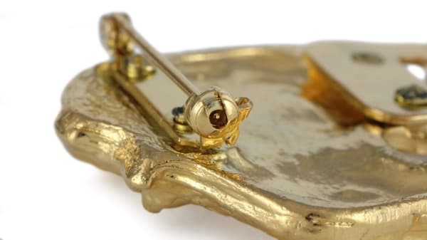 Airedale Terrier, Waterside Terrier - broche med clips, guldbelagt startnummerholder, gave til en hundeudstilling af Art-Dog