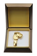 Miniatyrbillede 2 af 11: Airedale Terrier, Waterside Terrier - broche med clips, guldbelagt startnummerholder, gave til en hundeudstilling af Art-Dog