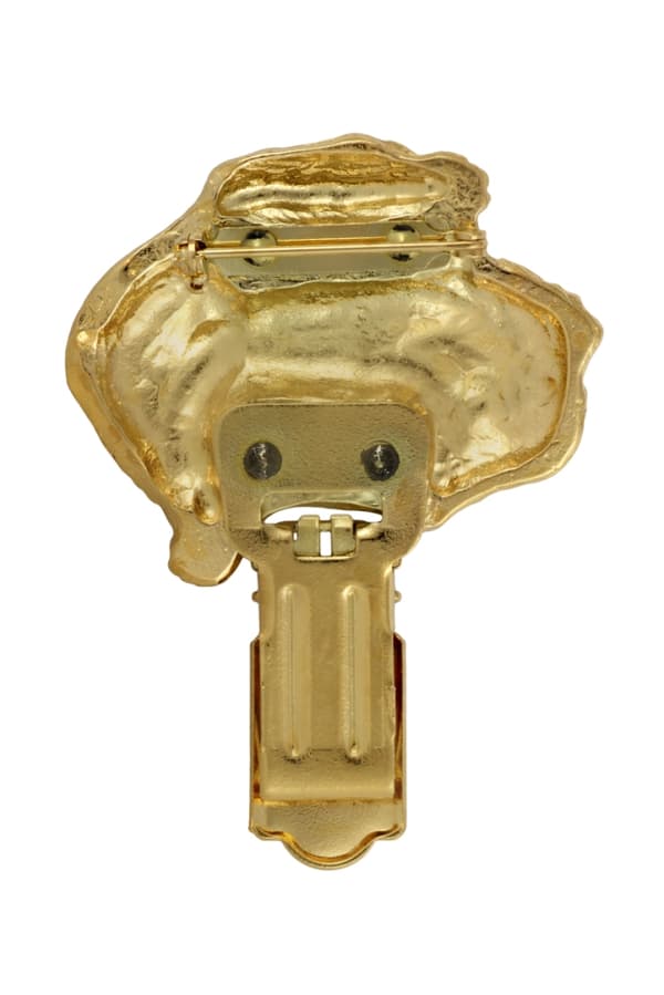 Stor griffon vendéen, Grand Griffon Vendéen - broche med clips, guldbelagt holder til startnummer, gave til hundeudstilling af Art-Dog