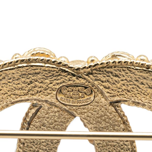 Pre-owned Chanel Gold Plated CC Crystal Brooch Gold