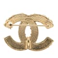 Miniatyrbilde 2 av 3: Pre-owned Chanel Gold Plated CC Crystal Brooch Gold