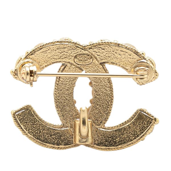 Pre-owned Chanel Gold Plated CC Crystal Brooch Gold