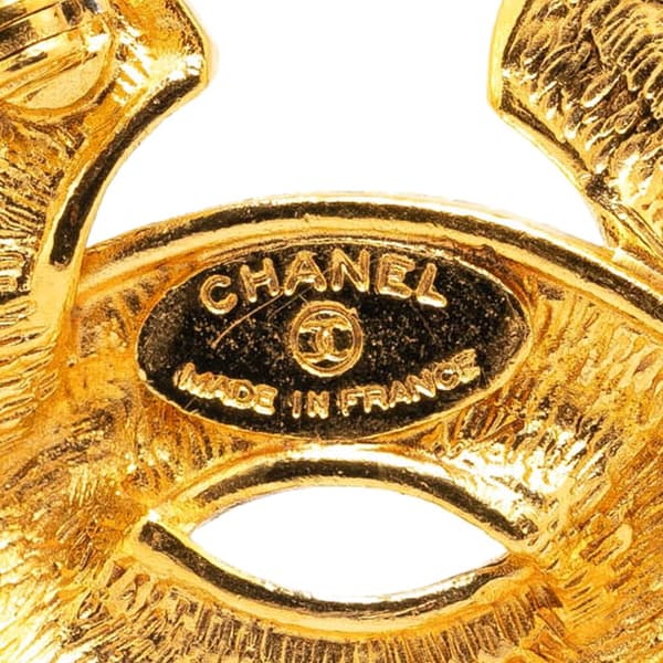 Pre-owned Chanel Gold Plated CC Quilted Brooch Gold