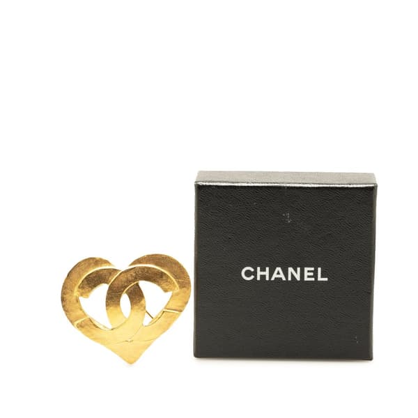 Pre-owned Chanel Gold Plated CC Quilted Brooch Gold