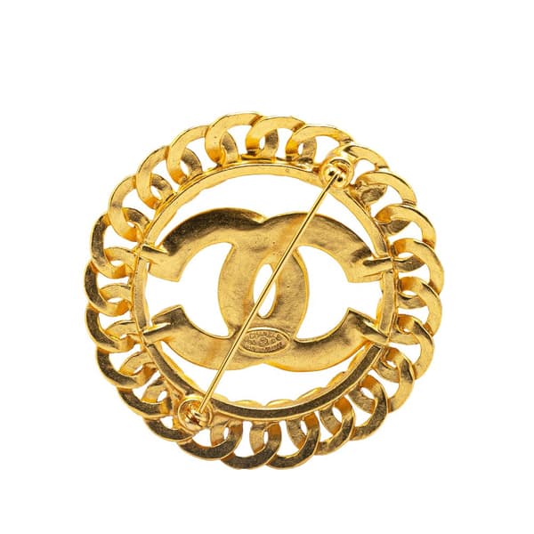 Pre-owned Chanel Gold Plated CC Chain Brooch Gold