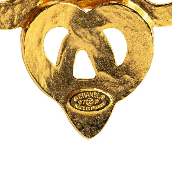 Pre-owned Chanel Gold Plated CC Flower Brooch Gold