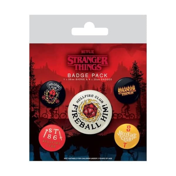 Pack med 5 märken Hellfire Club - Pyramid International - Stranger Things 4 - Metall - Svart