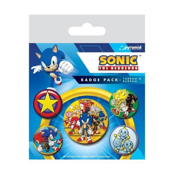 Pack med 5 märken Sonic the Hedgehog - Pyramid International - Speed Team
