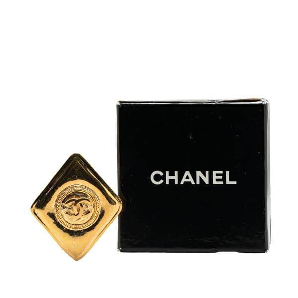 Pre-owned Chanel Gold Plated CC Diamond Brooch Gold