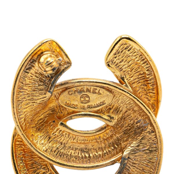Pre-owned Chanel Gold Plated CC Quilted Brooch Gold