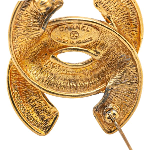 Pre-owned Chanel Gold Plated CC Quilted Brooch Gold