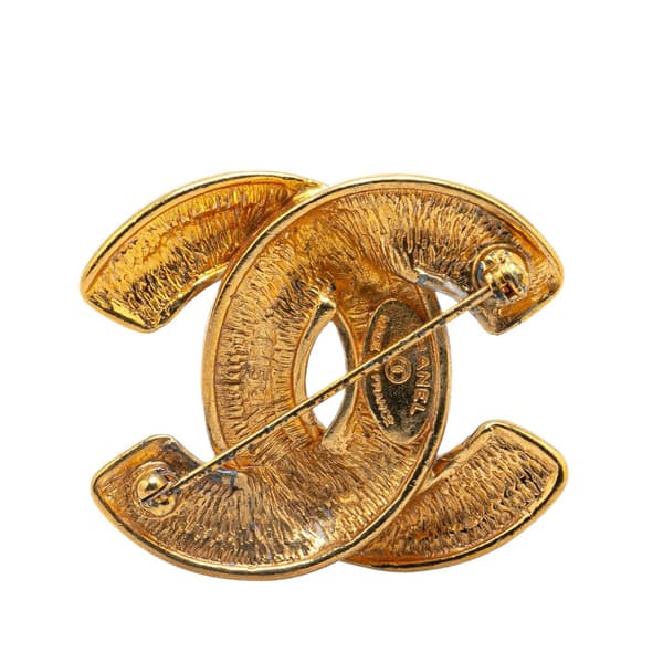 Pre-owned Chanel Gold Plated CC Quilted Brooch Gold