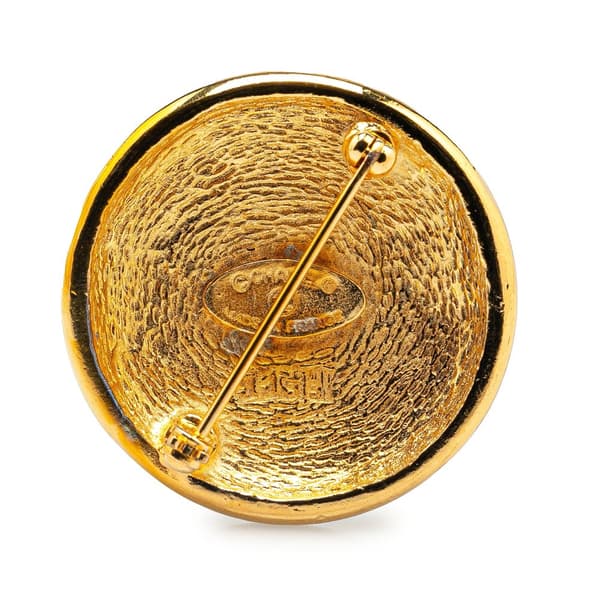 Pre-owned Chanel Gold Plated CC Round Brooch Gold