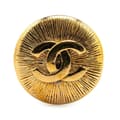 Miniatyrbilde 1 av 3: Pre-owned Chanel Gold Plated CC Round Brooch Gold