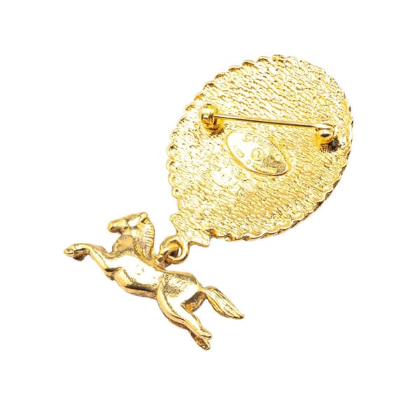 Pre-owned Chanel Gold Plated CC Horsetop Brooch Gold
