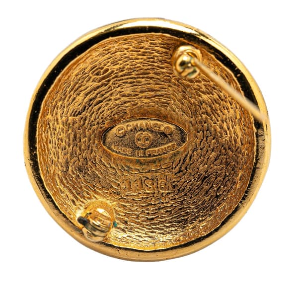 Pre-owned Chanel Gold Plated CC Round Brooch Gold