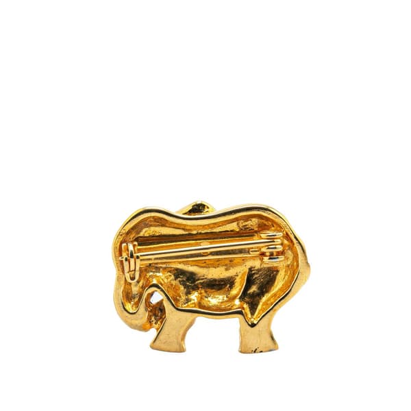 Pre-owned Hermès Gold Plated Elephant Pin Brooch Gold