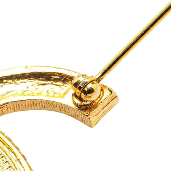 Pre-owned Chanel Gold Plated CC Rhinestones Turn Lock Brooch Gold