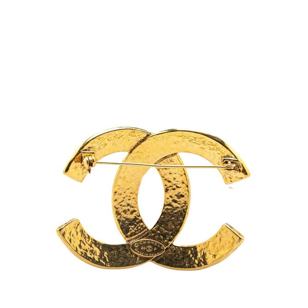 Pre-owned Chanel Gold Plated CC Brooch Gold
