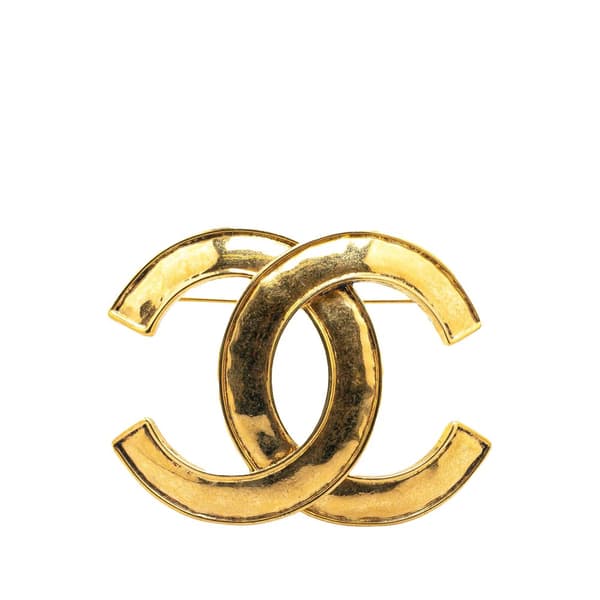 Pre-owned Chanel Gold Plated CC Brooch Gold