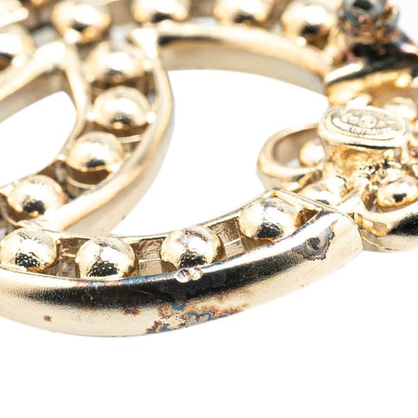 Pre-owned Chanel Gold Plated CC Crystal Brooch Gold