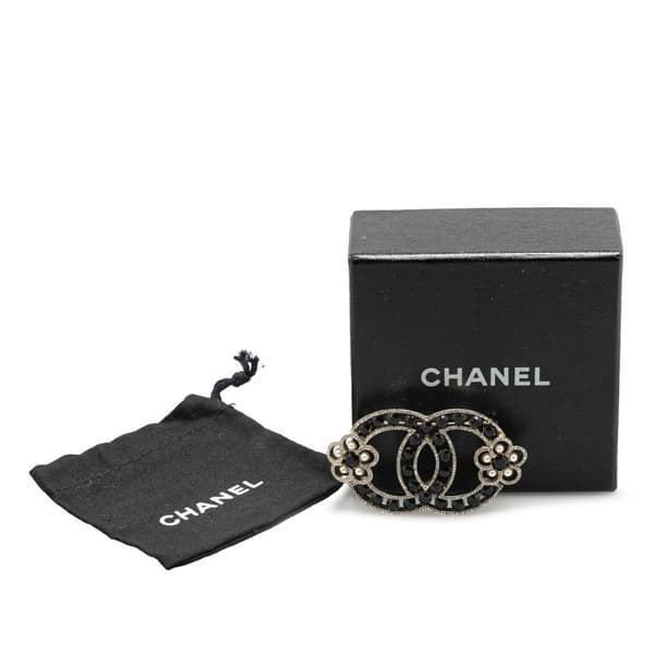 Pre-owned Chanel Gold Plated CC Crystal Brooch Gold