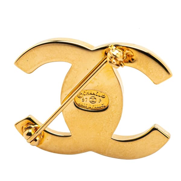 Pre-owned Chanel Gold Plated CC Turn-Lock Brooch Gold