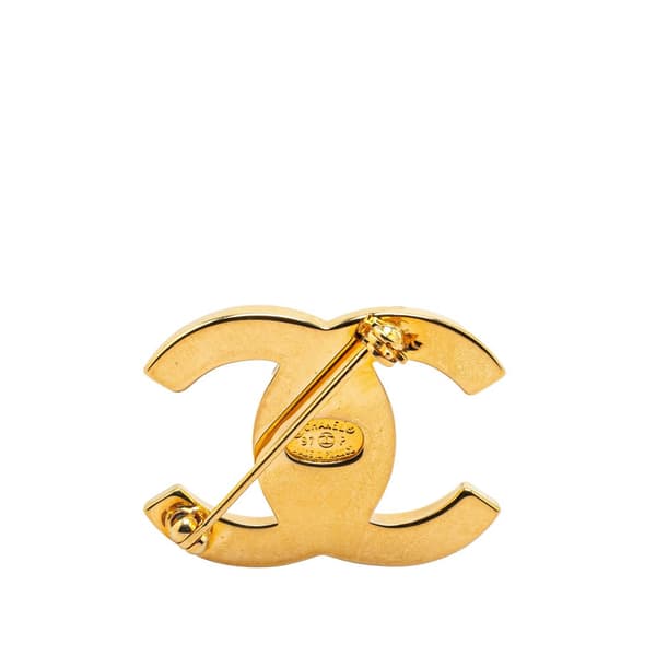 Pre-owned Chanel Gold Plated CC Turn-Lock Brooch Gold