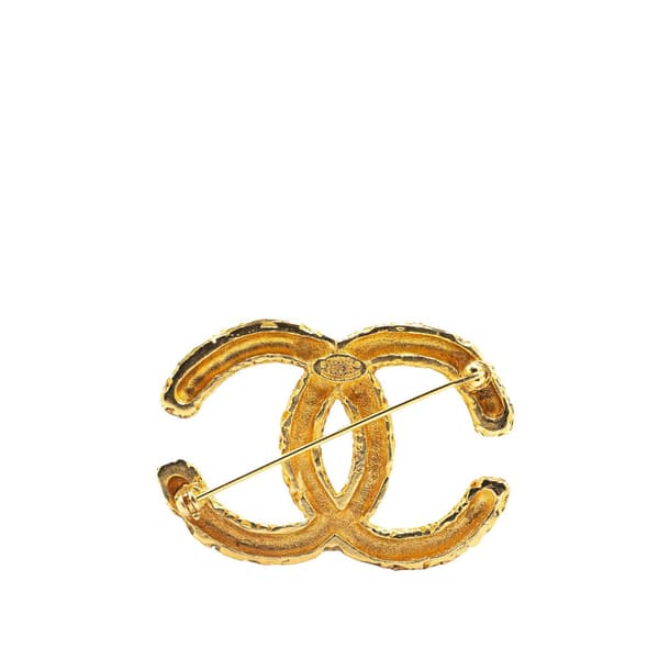 Pre-owned Chanel Gold Plated CC Brooch Gold
