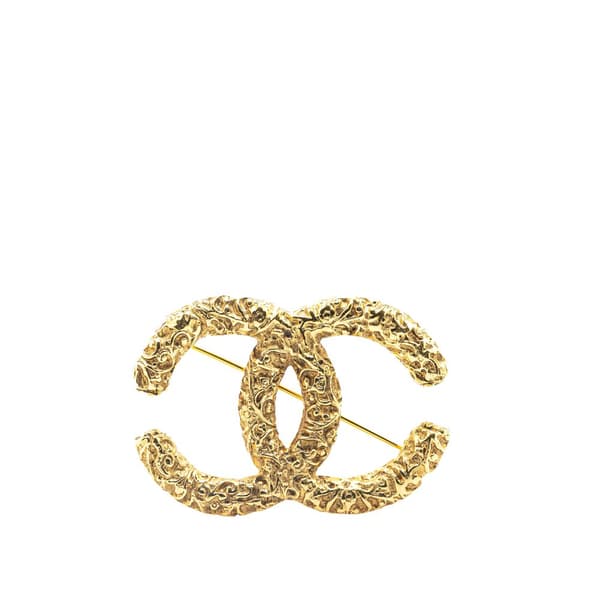 Pre-owned Chanel Gold Plated CC Brooch Gold