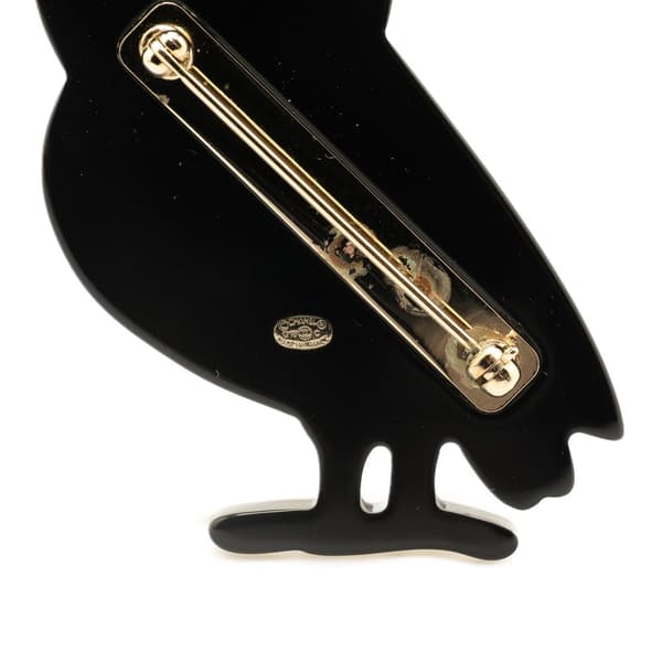 Pre-owned Chanel Resin and CC Crystal Owl Brooch Pink