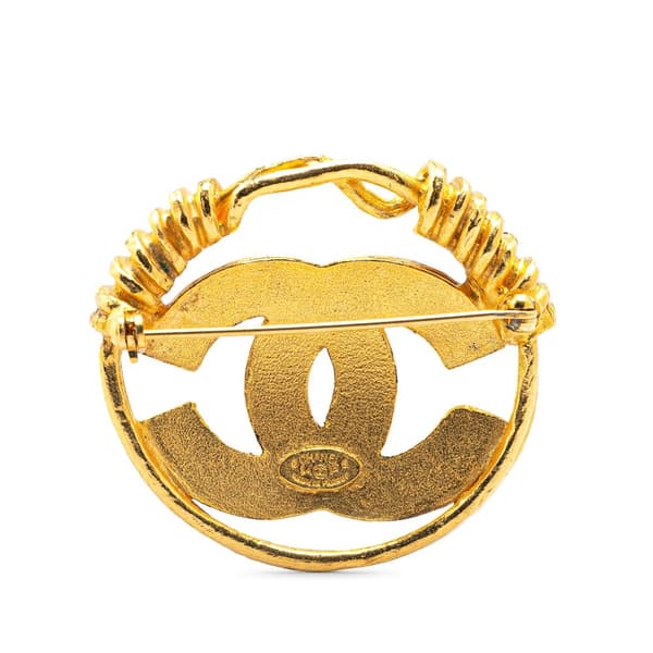 Pre-owned Chanel Gold Plated CC Brooch Gold