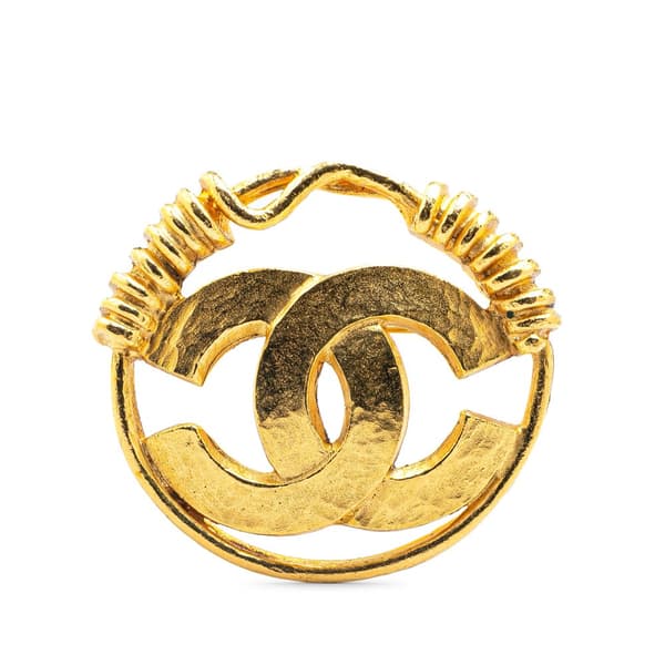 Pre-owned Chanel Gold Plated CC Brooch Gold