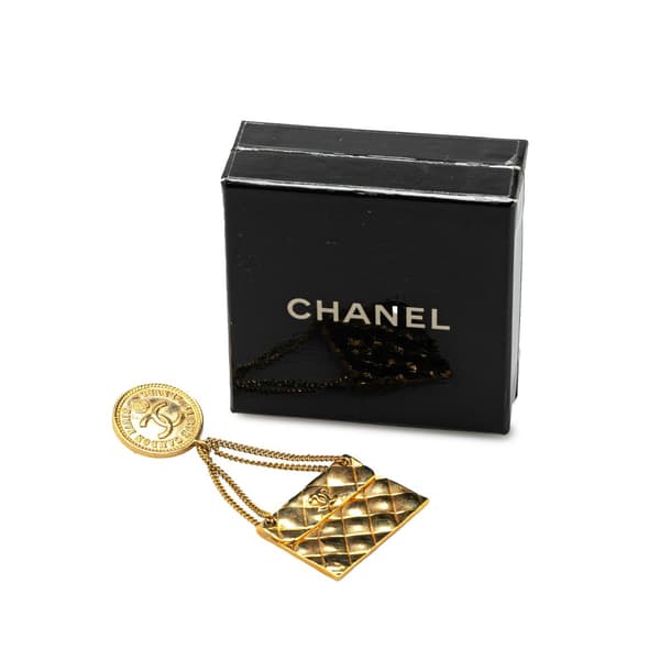 Pre-owned Chanel Gold Plated CC Quilted Flap Bag Brooch Gold