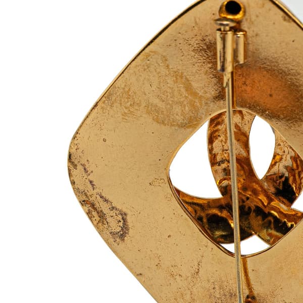 Pre-owned Chanel Gold Plated CC Rhombus Brooch Gold