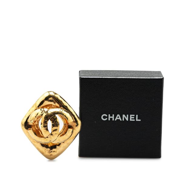 Pre-owned Chanel Gold Plated CC Rhombus Brooch Gold