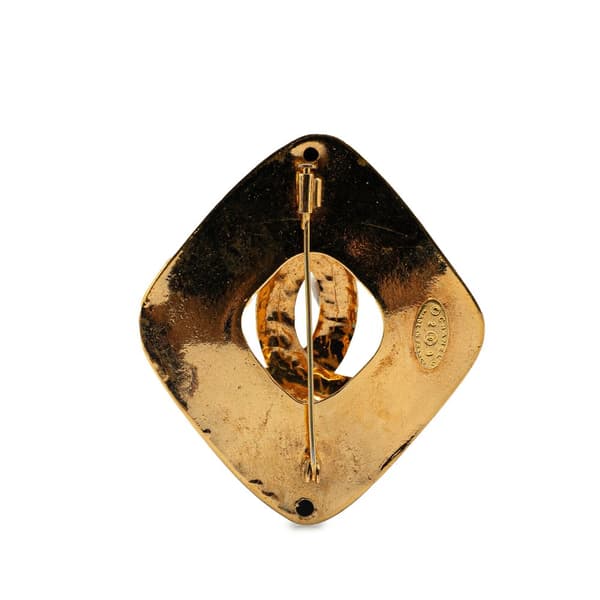 Pre-owned Chanel Gold Plated CC Rhombus Brooch Gold